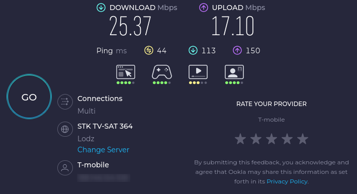 brak dostępu do szybkiego łącza